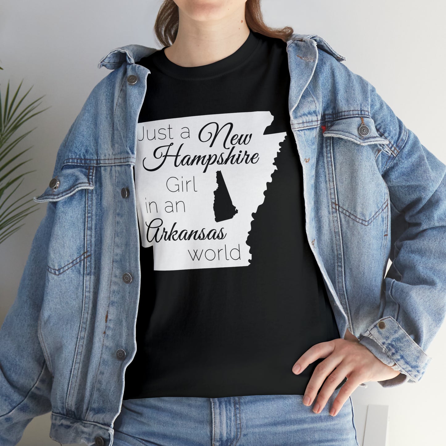 Just a New Hampshire Girl in an Arkansas World Unisex Heavy Cotton Tee