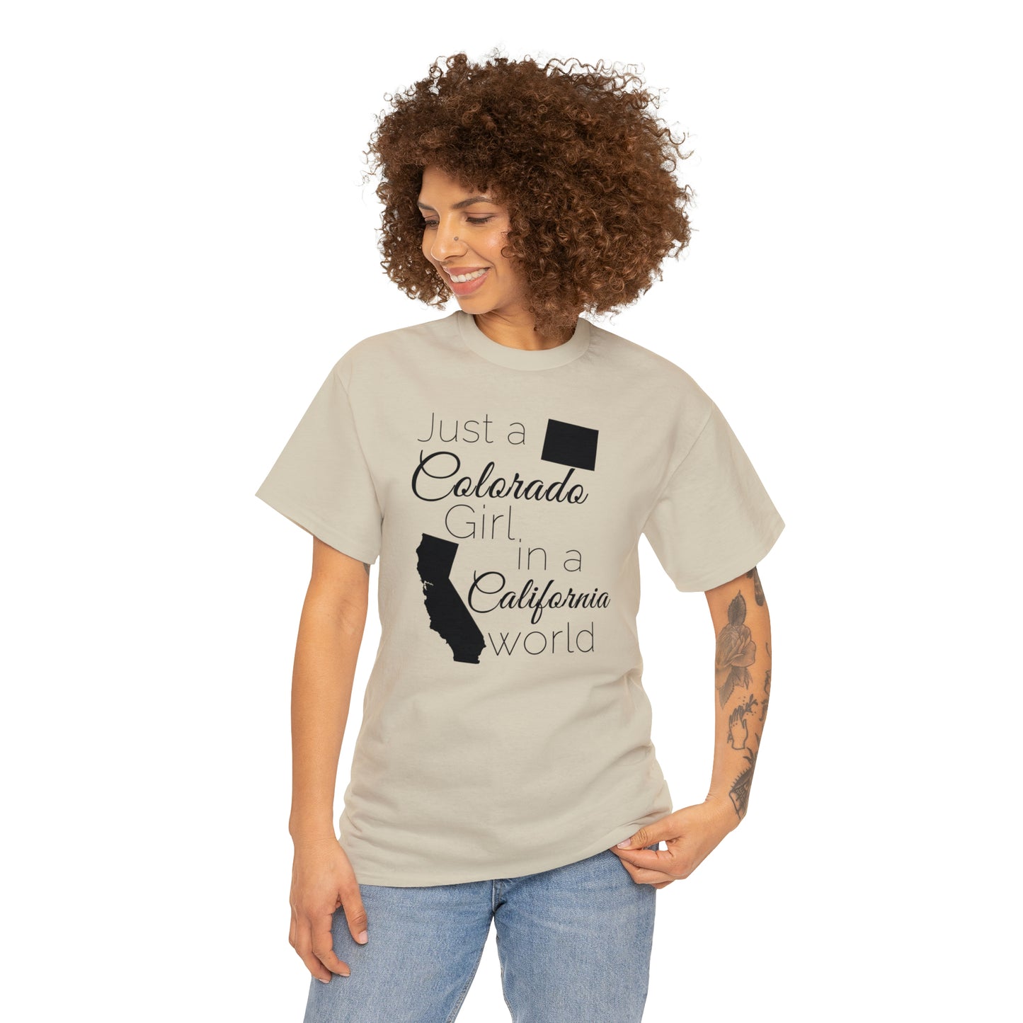 Just a Colorado Girl in a California World Unisex Heavy Cotton Tee