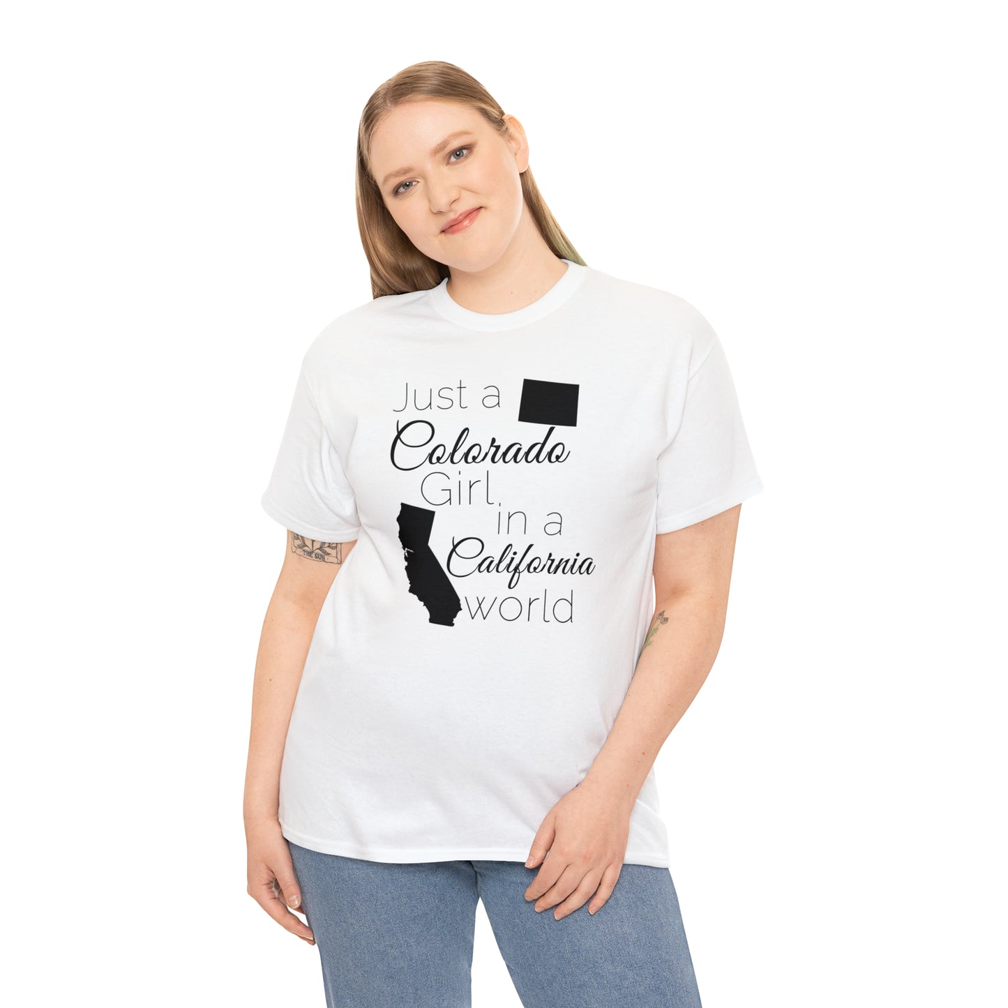 Just a Colorado Girl in a California World Unisex Heavy Cotton Tee