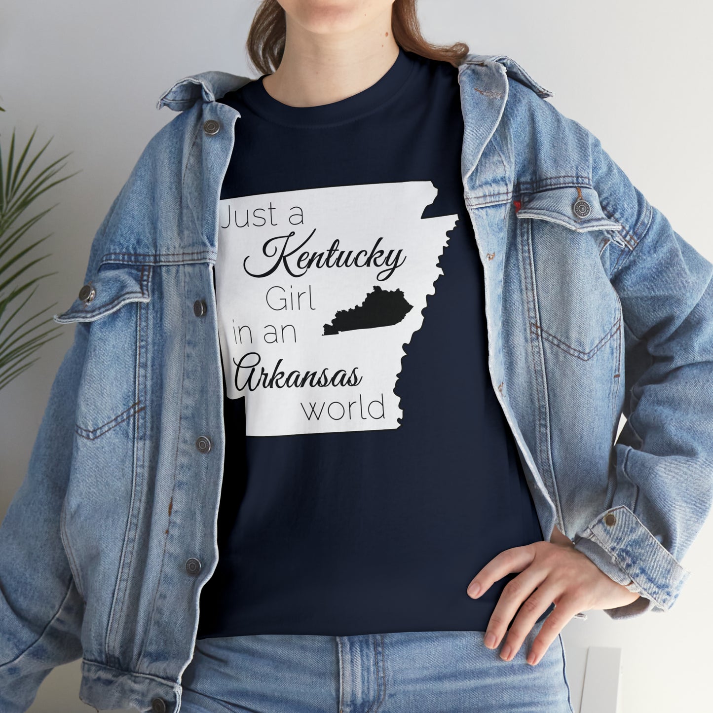 Just a Kentucky Girl in an Arkansas World Unisex Heavy Cotton Tee