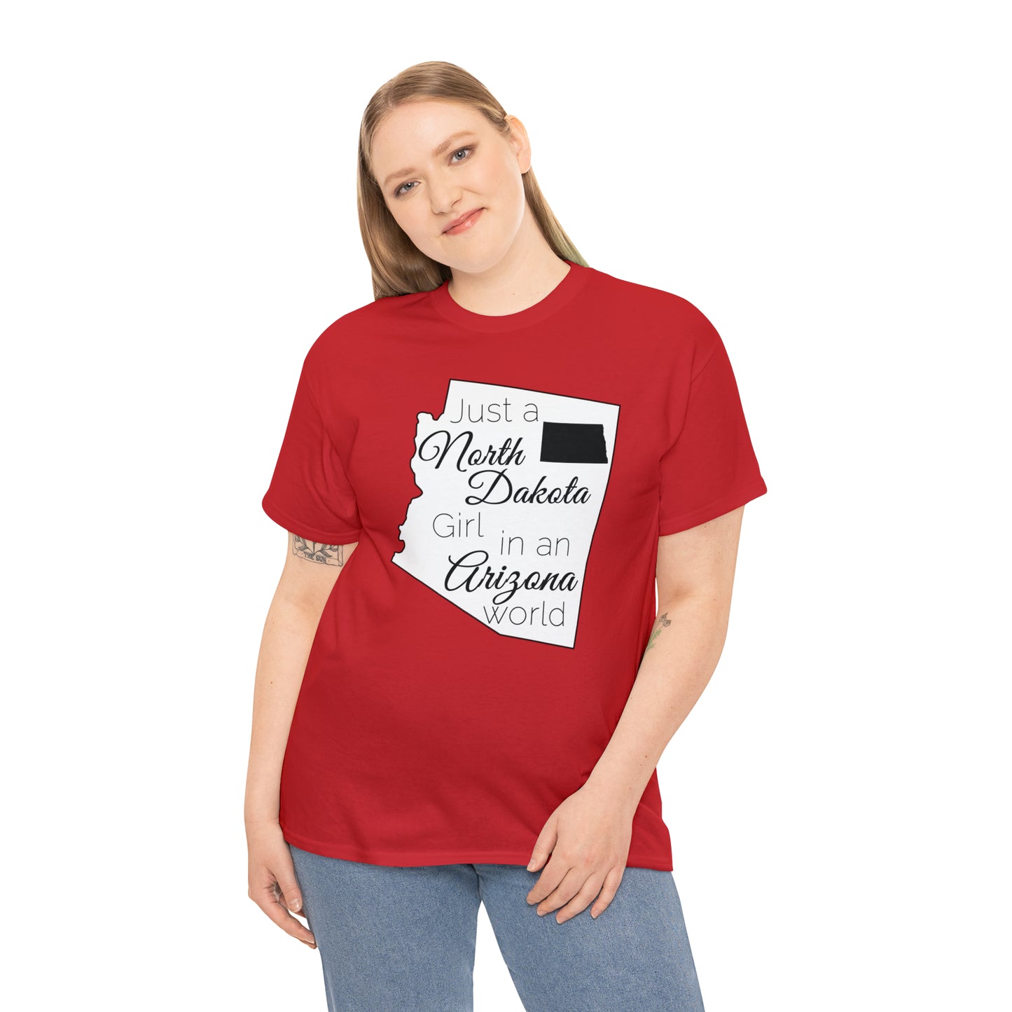 Just a North Dakota Girl in an Arizona World Unisex Heavy Cotton Tee