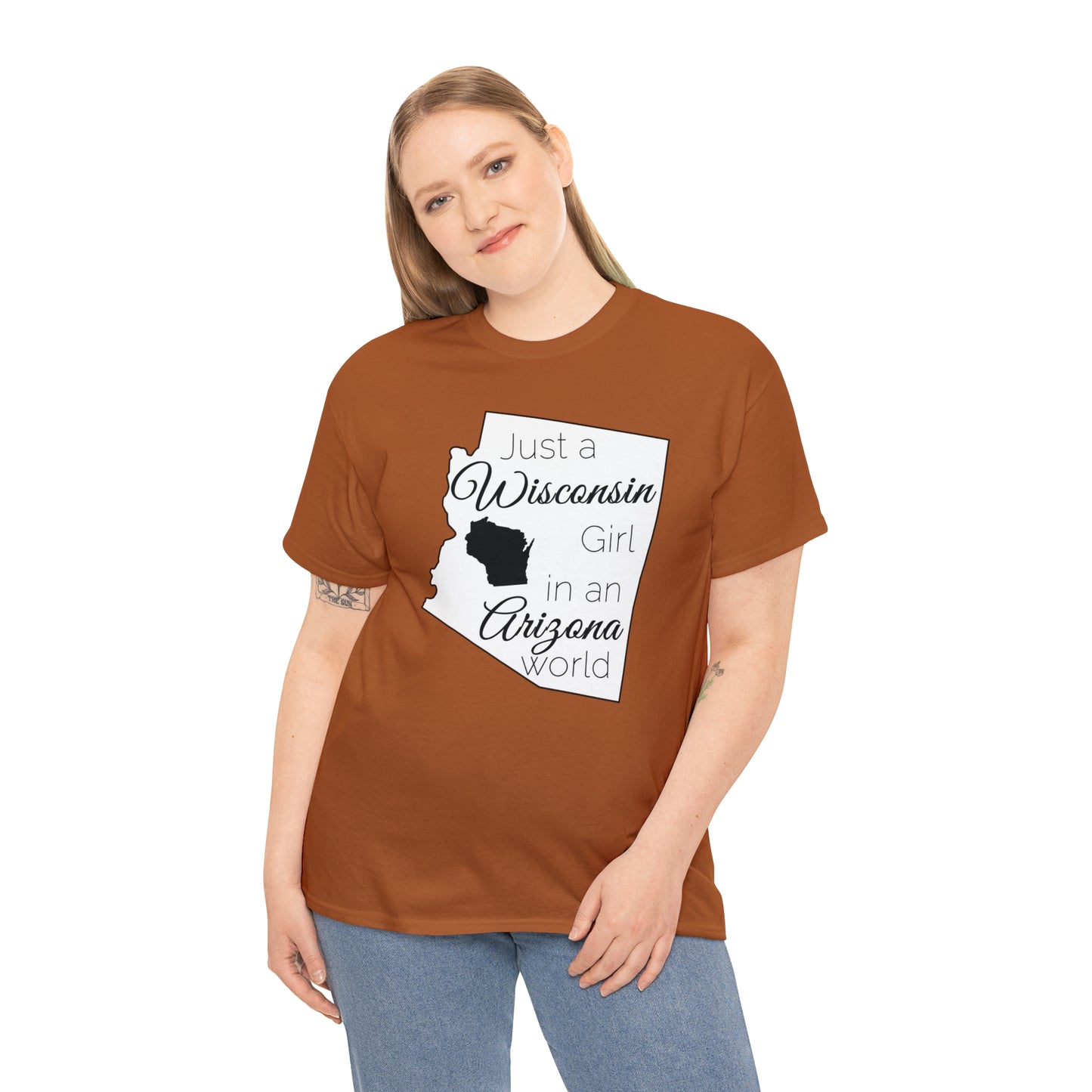 Just a Wisconsin Girl in an Arizona World Unisex Heavy Cotton Tee