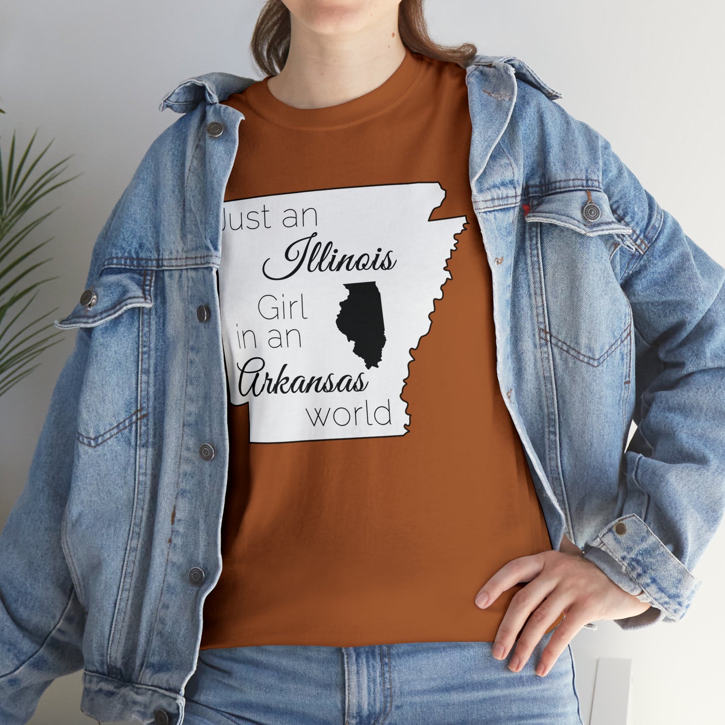 Just an Illinois Girl in an Arkansas World Unisex Heavy Cotton Tee