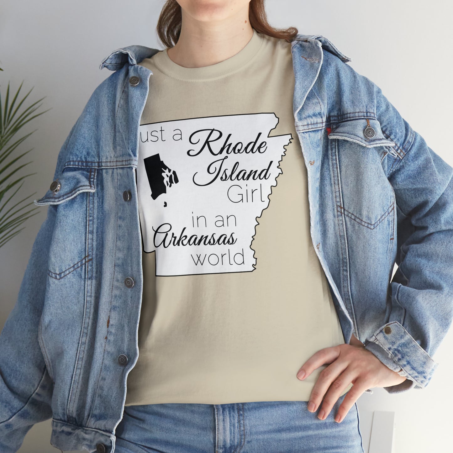 Just a Rhode Island Girl in an Arkansas World Unisex Heavy Cotton Tee