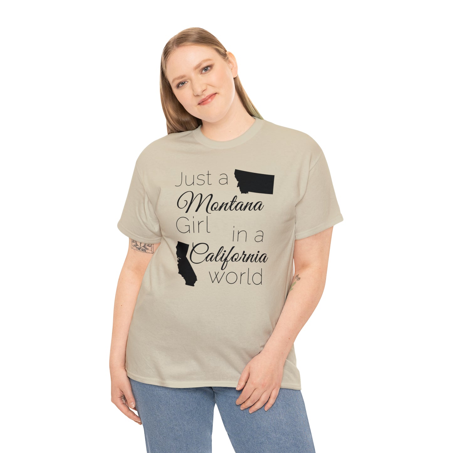 Just a Montana Girl in a California World Unisex Heavy Cotton Tee