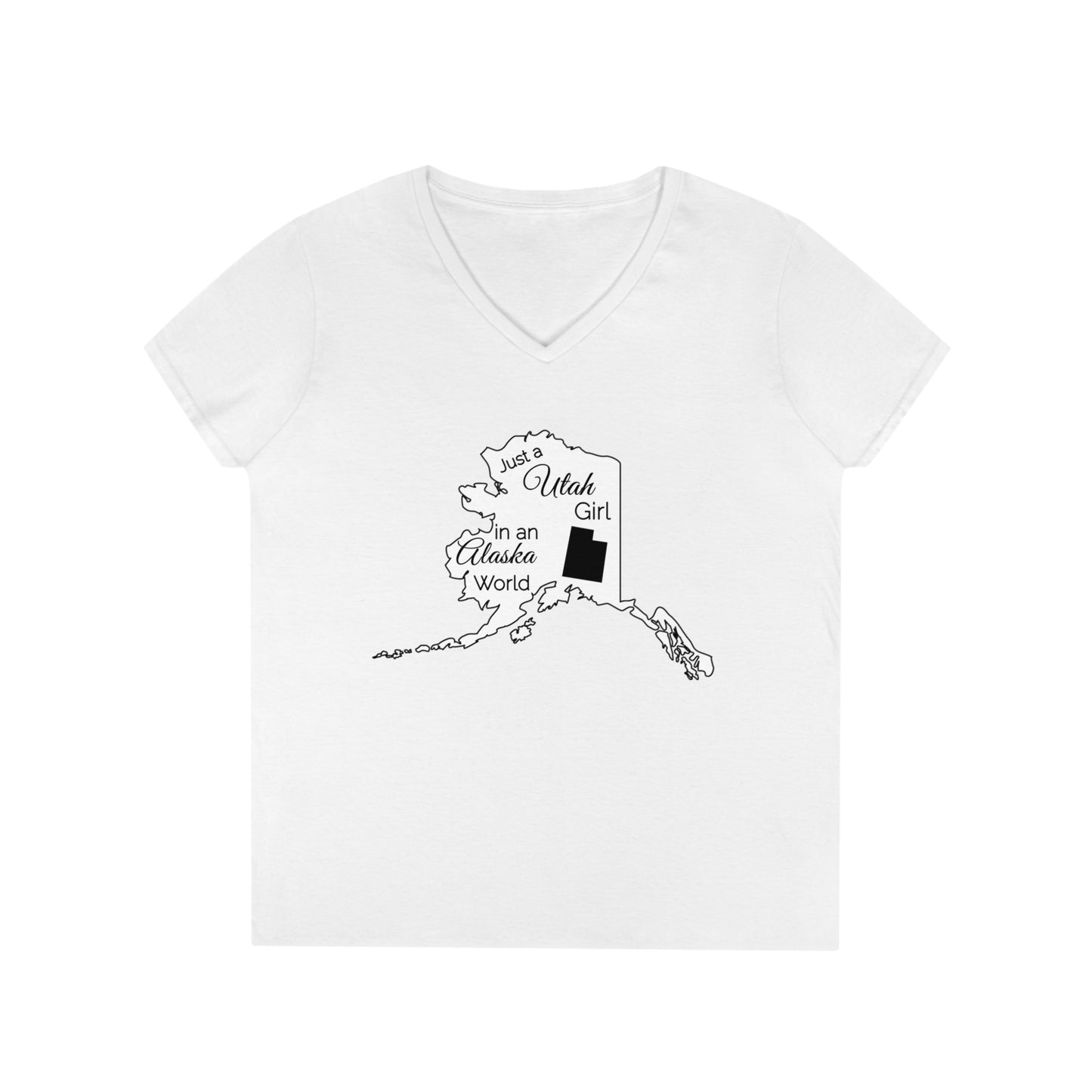 Just a Utah Girl in an Alaska World Ladies' V-Neck T-Shirt