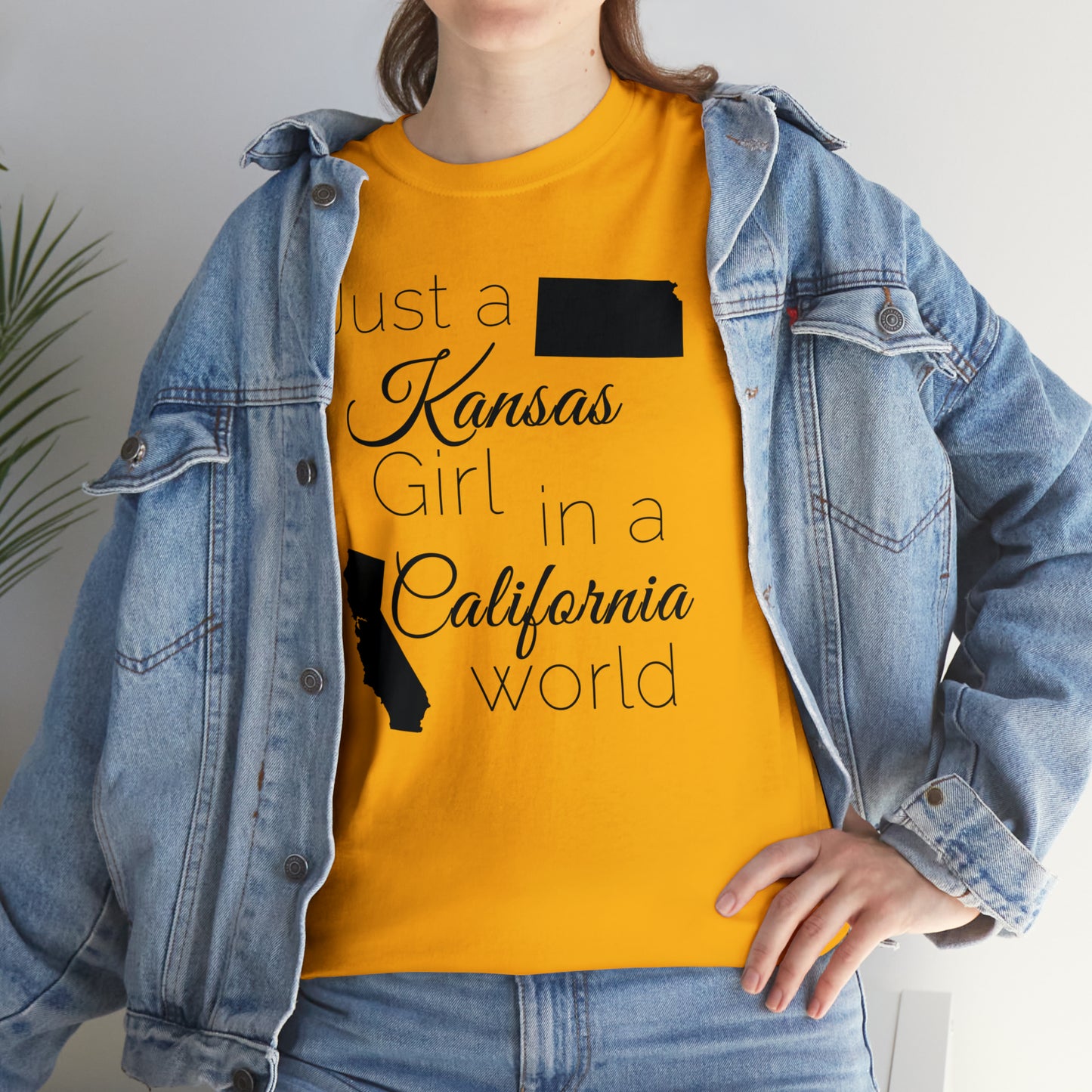 Just a Kansas Girl in a California World Unisex Heavy Cotton Tee