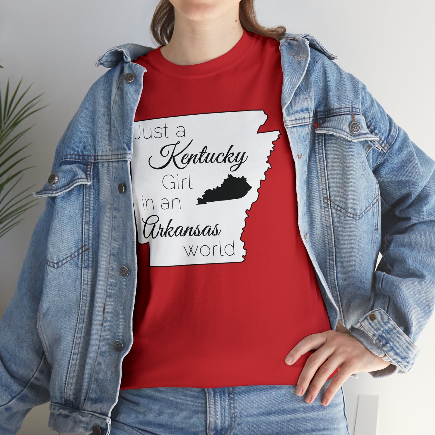 Just a Kentucky Girl in an Arkansas World Unisex Heavy Cotton Tee