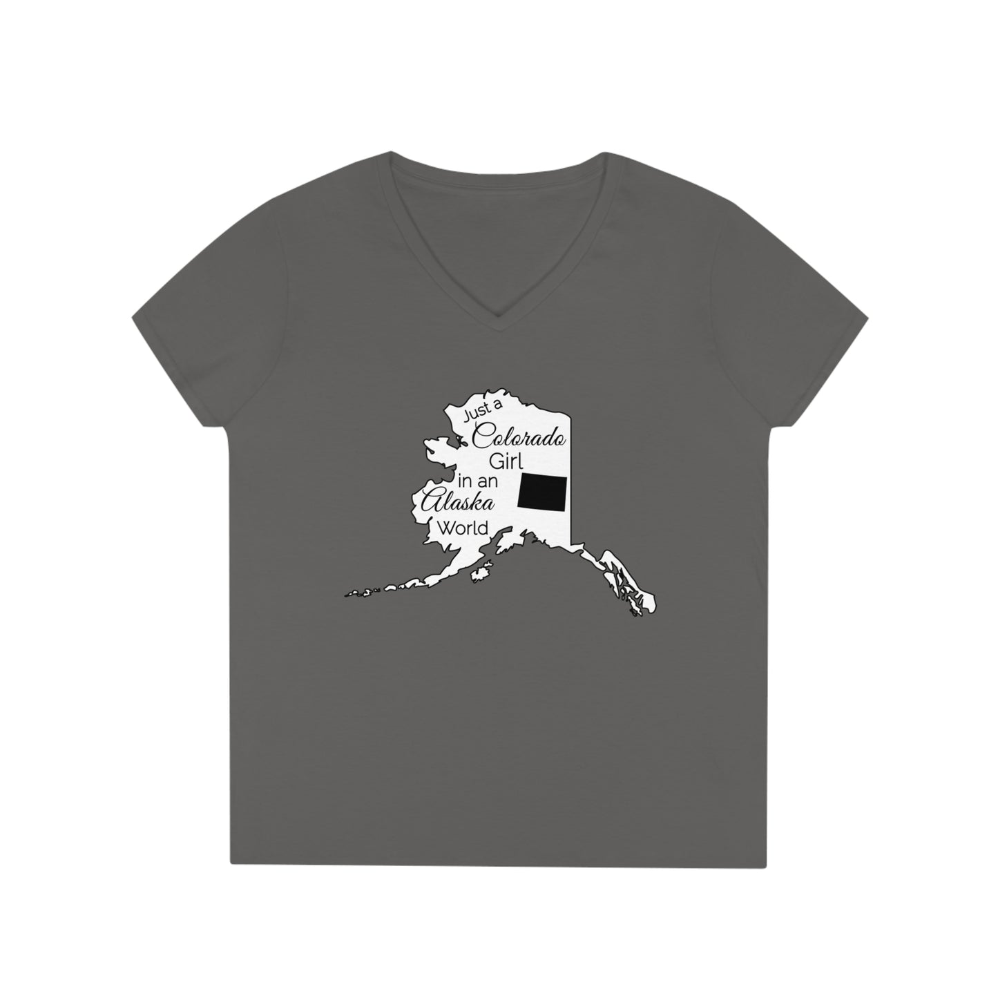 Just a Colorado Girl in an Alaska World Ladies' V-Neck T-Shirt
