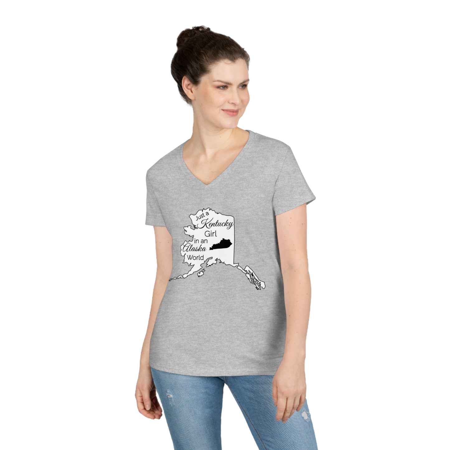 Just a Kentucky Girl in an Alaska World Ladies' V-Neck T-Shirt