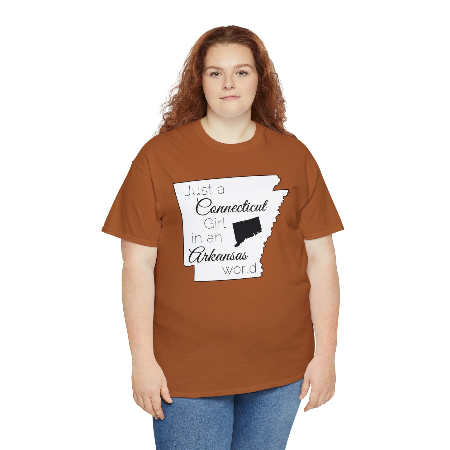 Just a Connecticut Girl in an Arkansas World Unisex Heavy Cotton Tee