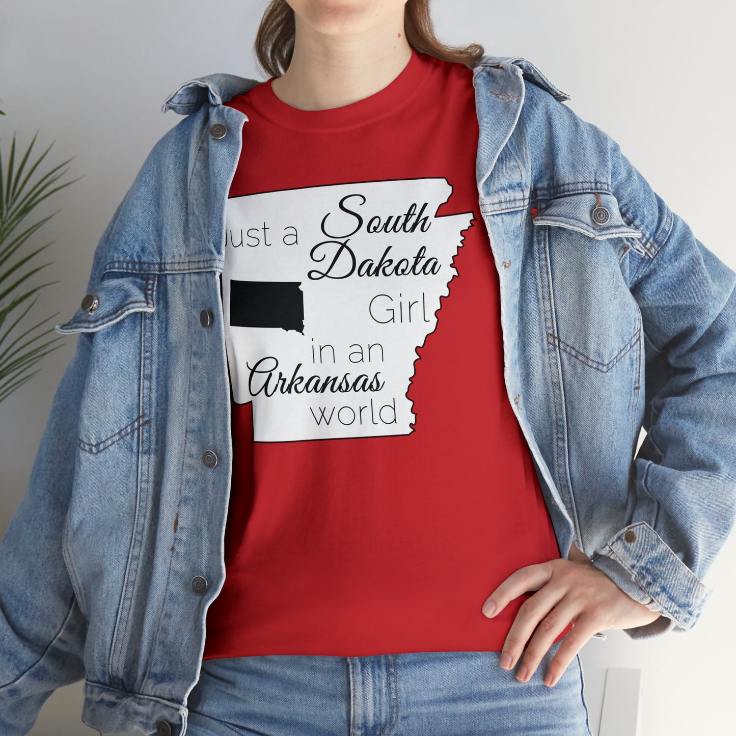 Just a South Dakota Girl in an Arkansas World Unisex Heavy Cotton Tee