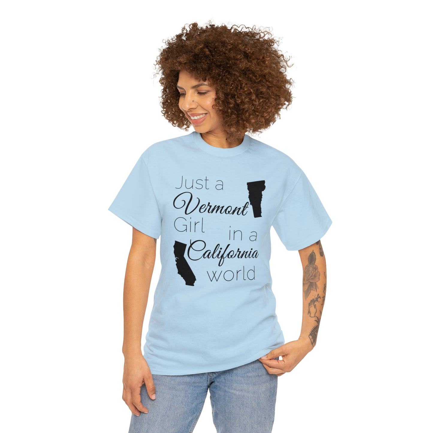 Just a Vermont Girl in a California World Unisex Heavy Cotton Tee