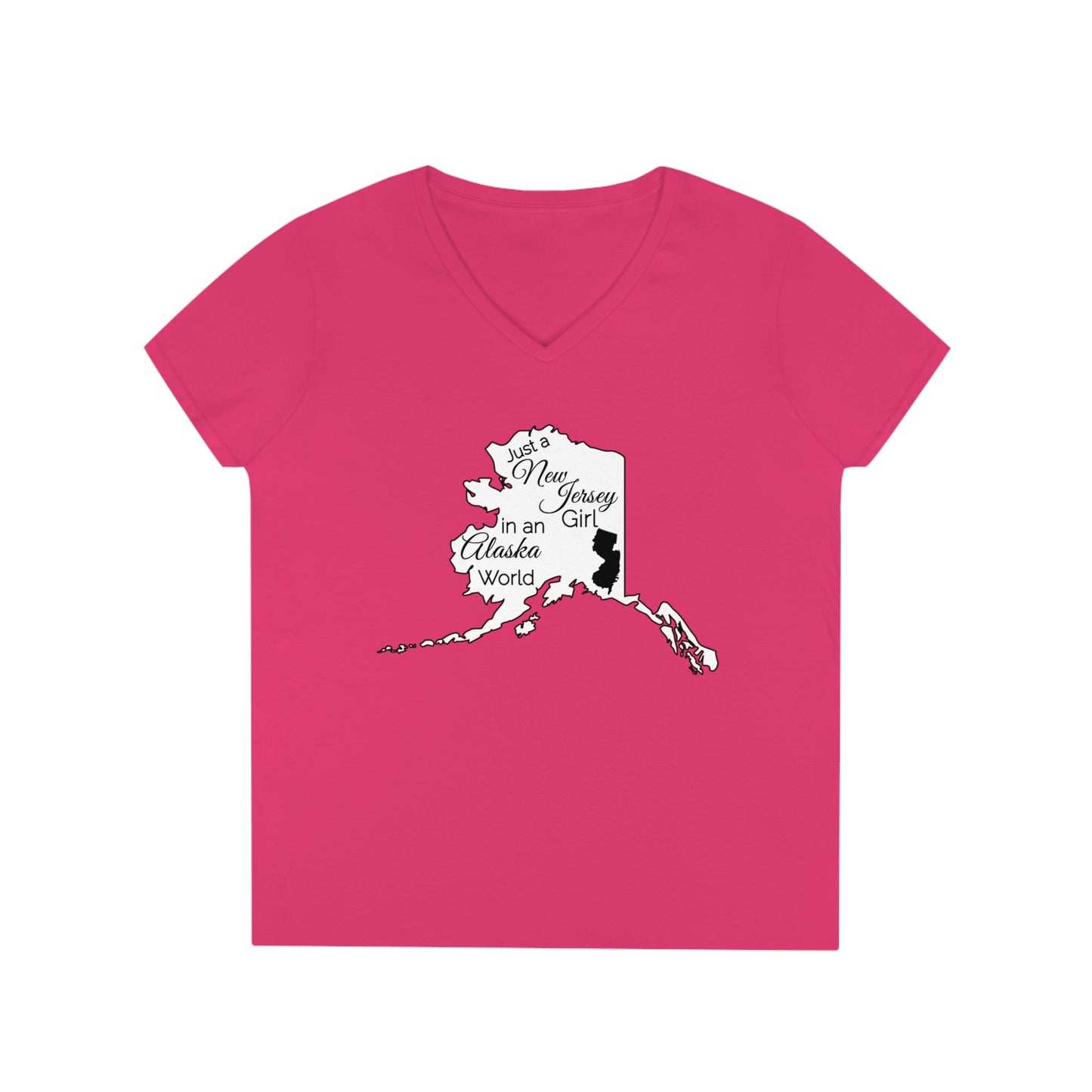 Just a New Jersey Girl in an Alaska World Ladies' V-Neck T-Shirt