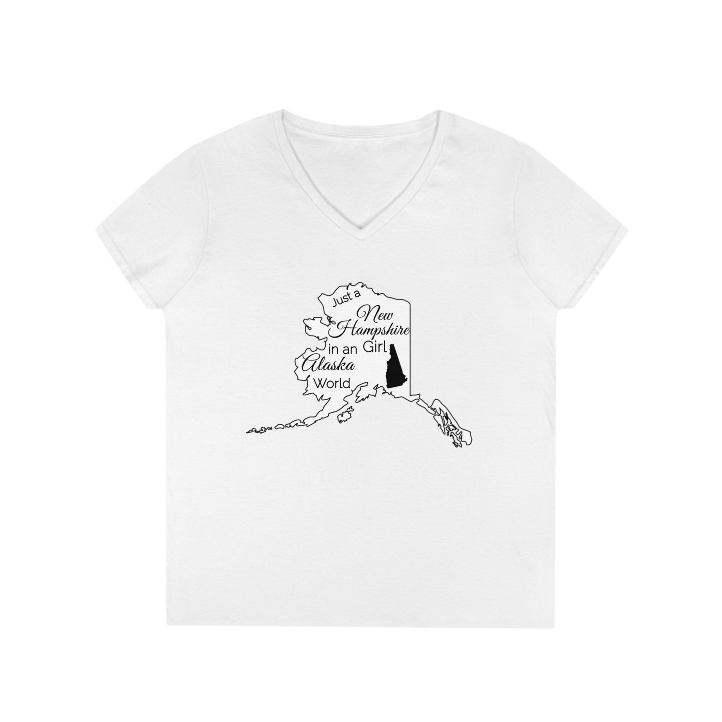Just a New Hampshire Girl in an Alaska World Ladies' V-Neck T-Shirt