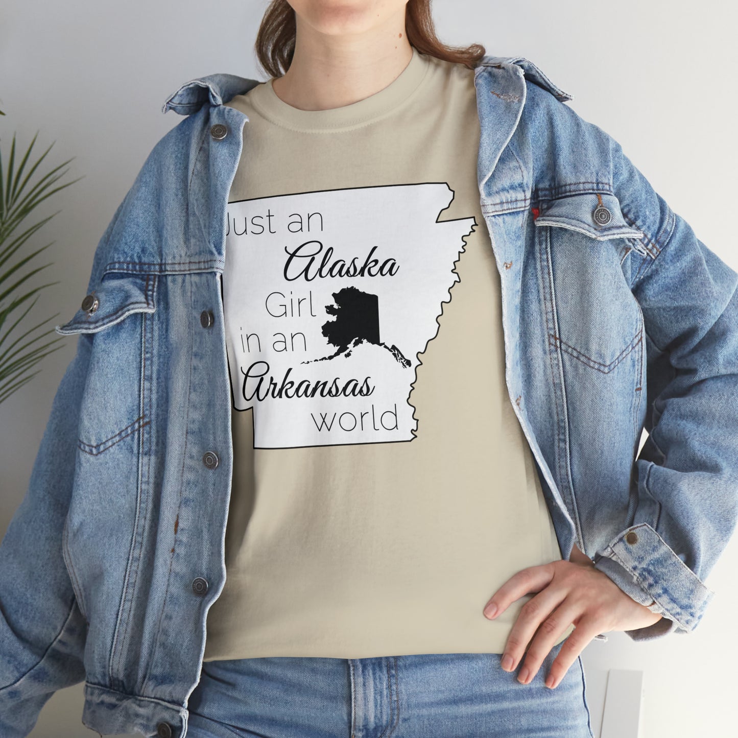 Just an Alaska Girl in an Arkansas World Unisex Heavy Cotton Tee