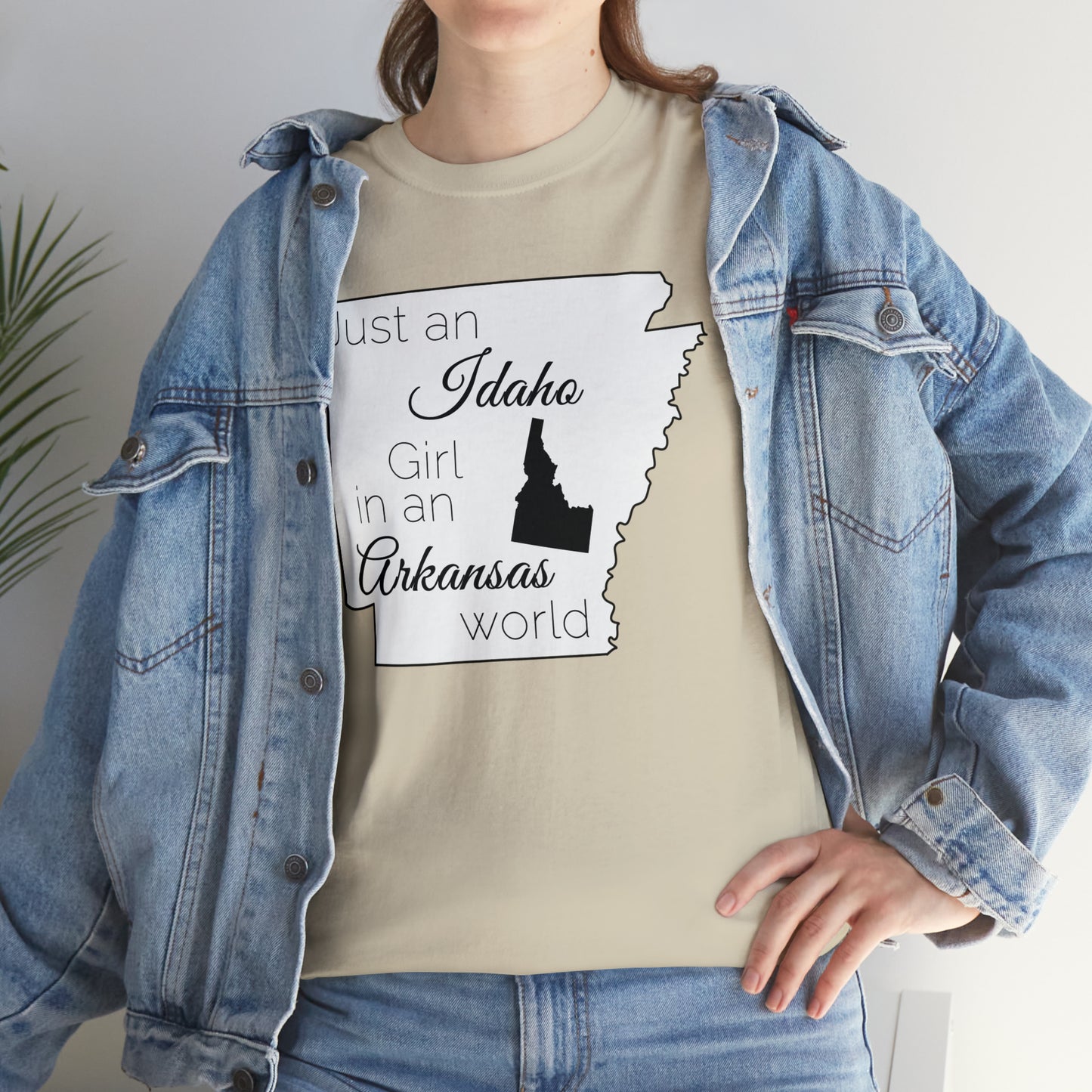 Just an Idaho Girl in an Arkansas World Unisex Heavy Cotton Tee