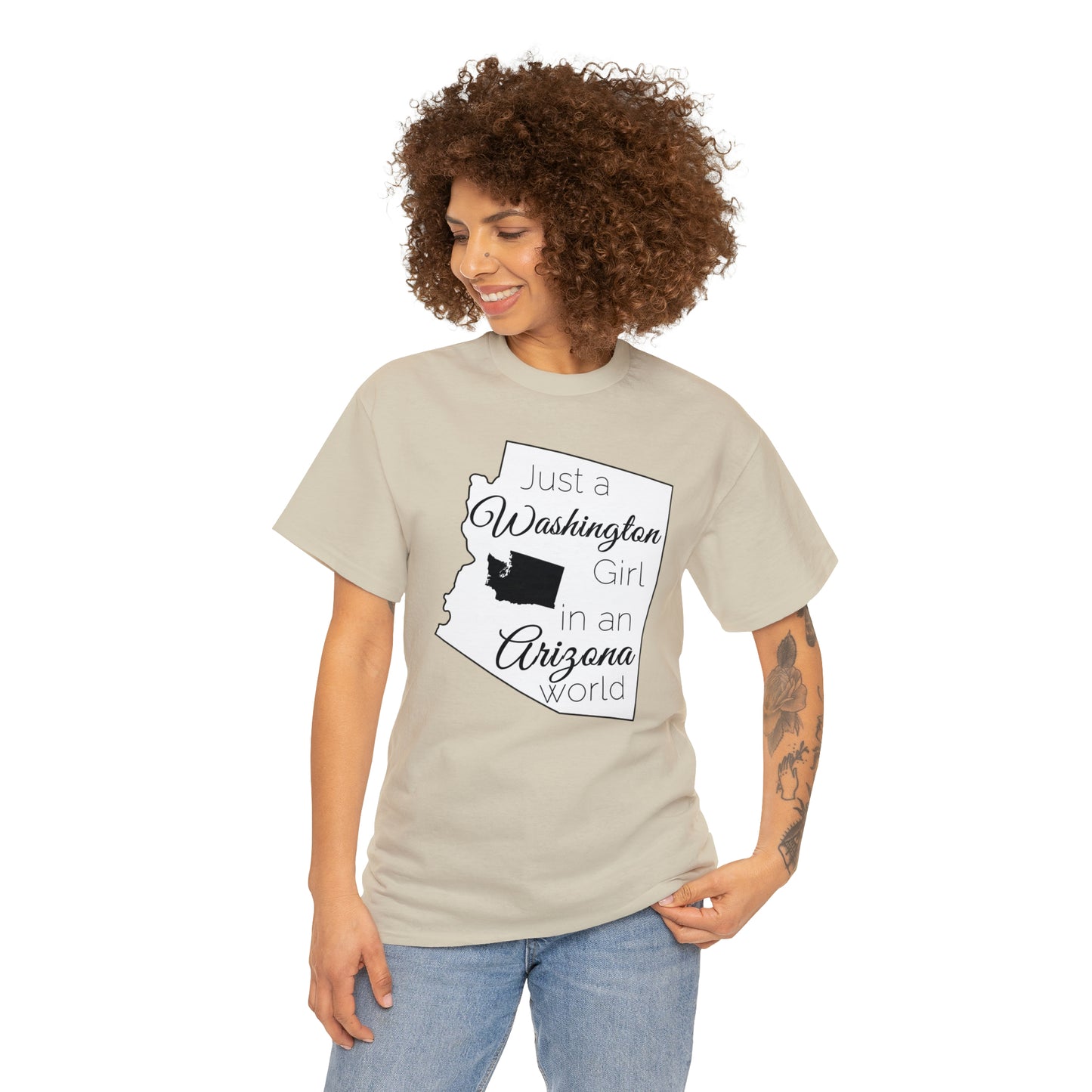 Just a Washington Girl in an Arizona World Unisex Heavy Cotton Tee