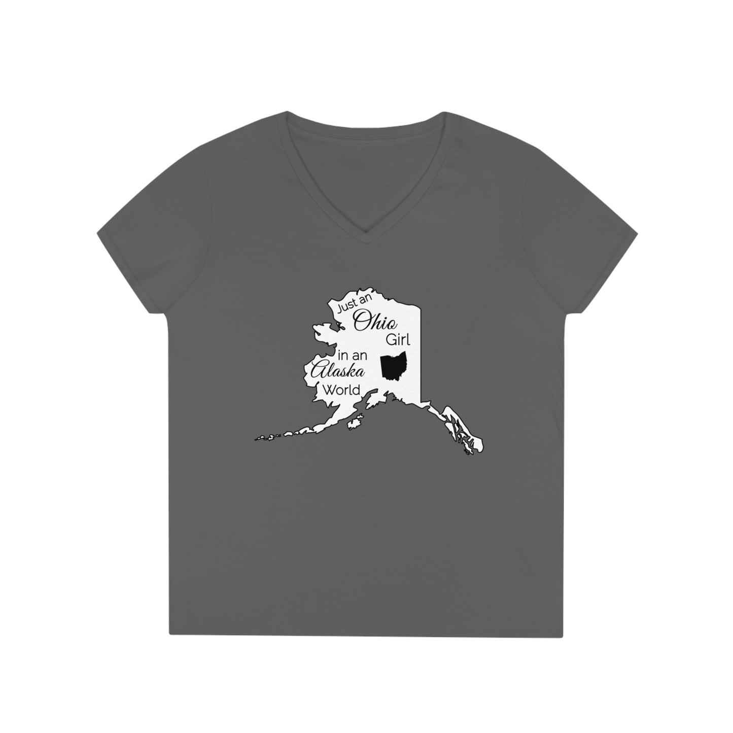 Just an Ohio Girl in an Alaska World Ladies' V-Neck T-Shirt