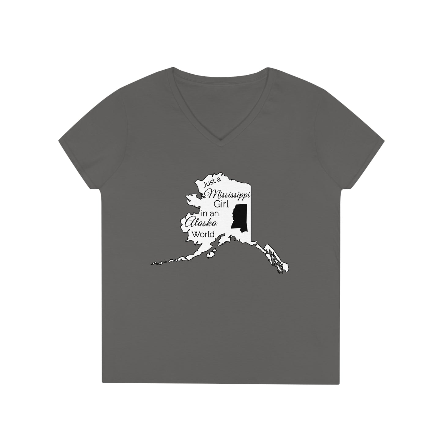 Just a Mississippi Girl in an Alaska World Ladies' V-Neck T-Shirt