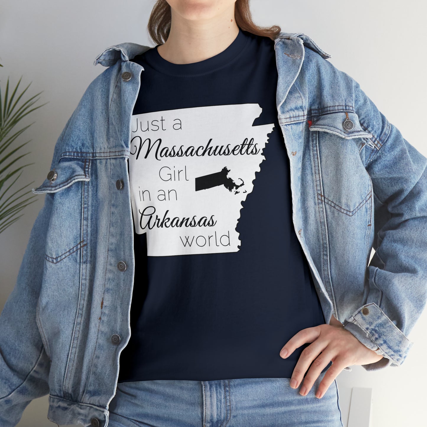 Just a Massachusetts Girl in an Arkansas World Unisex Heavy Cotton Tee
