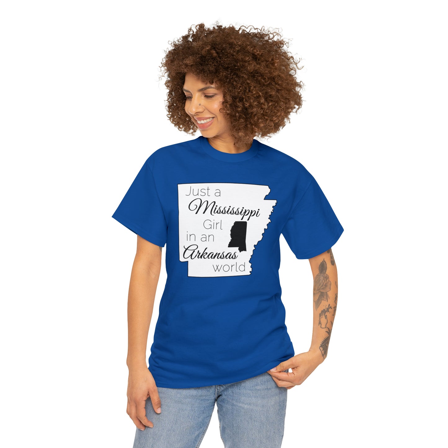 Just a Mississippi Girl in an Arkansas World Unisex Heavy Cotton Tee