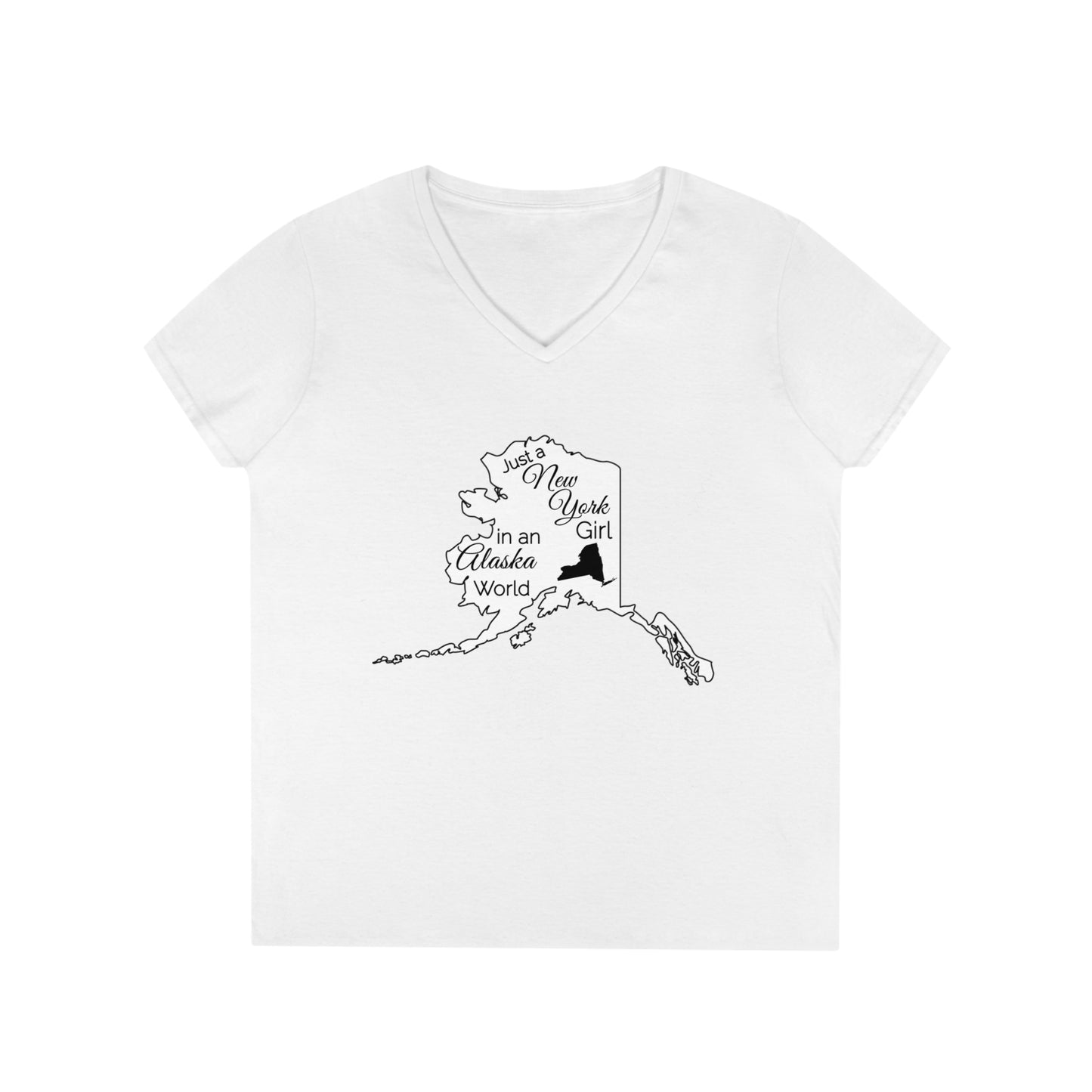 Just a New York Girl in an Alaska World Ladies' V-Neck T-Shirt
