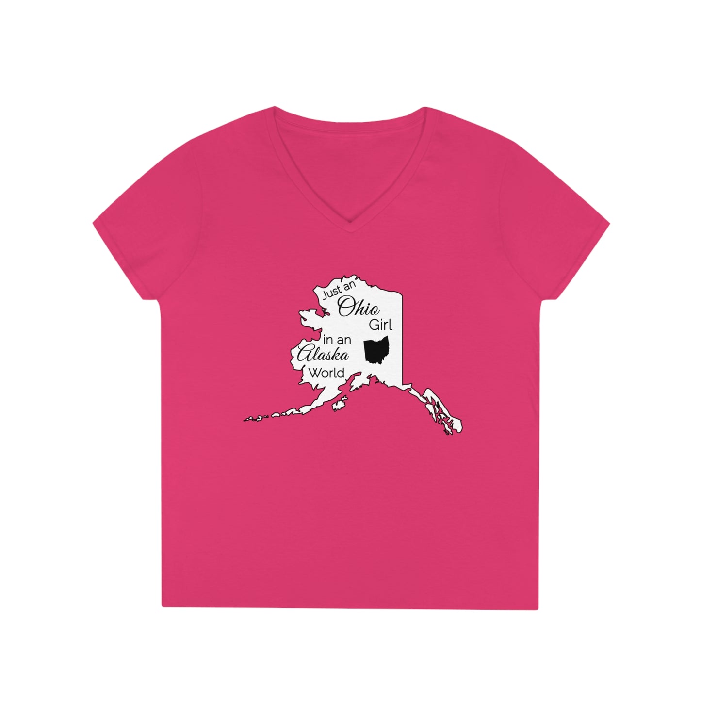 Just an Ohio Girl in an Alaska World Ladies' V-Neck T-Shirt