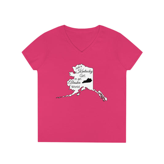 Just a Kentucky Girl in an Alaska World Ladies' V-Neck T-Shirt