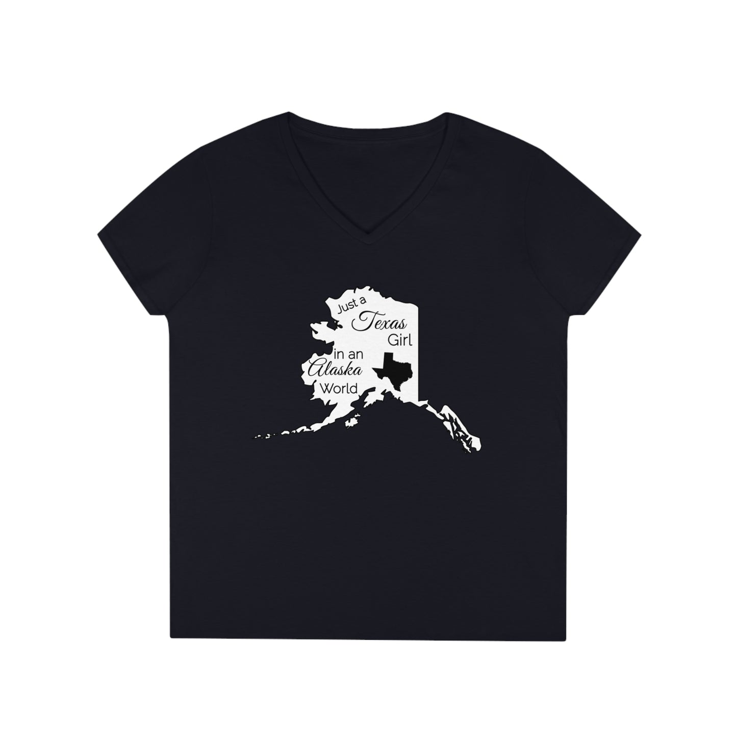 Just a Texas Girl in an Alaska World Ladies' V-Neck T-Shirt