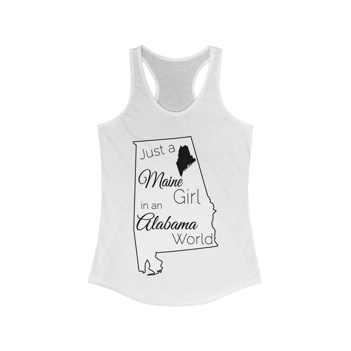 Just a Maine Girl in an Alabama World Women's Ideal Racerback Tank