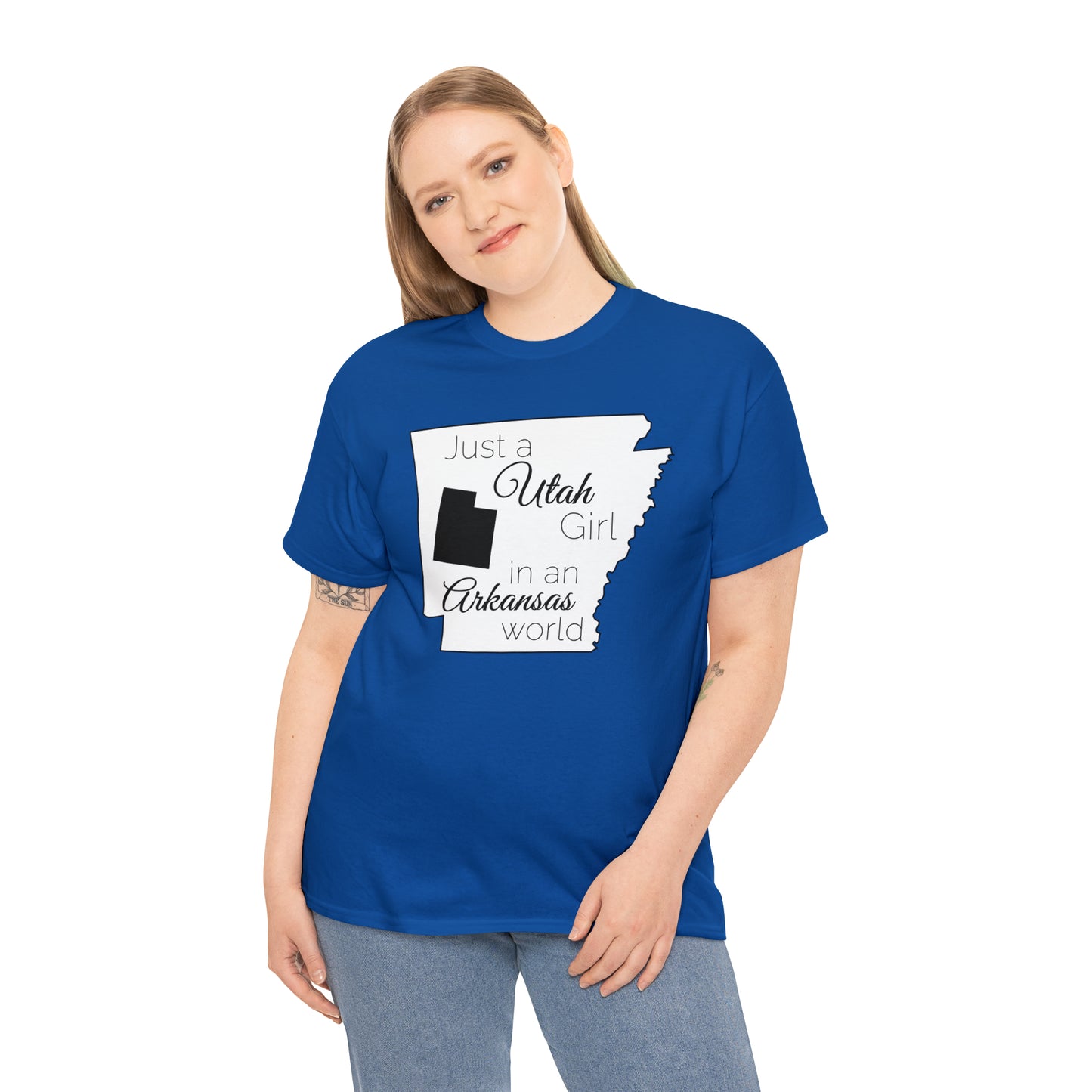 Just a Utah Girl in an Arkansas World Unisex Heavy Cotton Tee