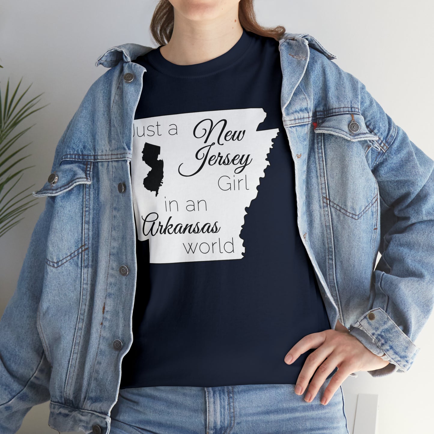 Just a New Jersey Girl in an Arkansas World Unisex Heavy Cotton Tee