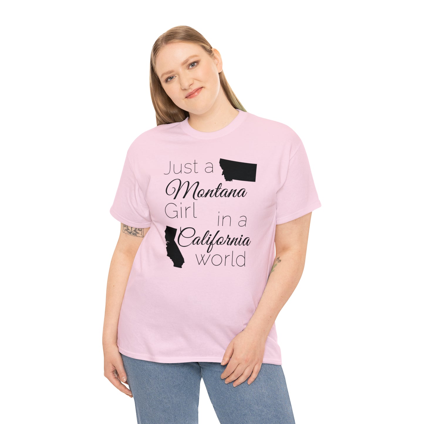 Just a Montana Girl in a California World Unisex Heavy Cotton Tee