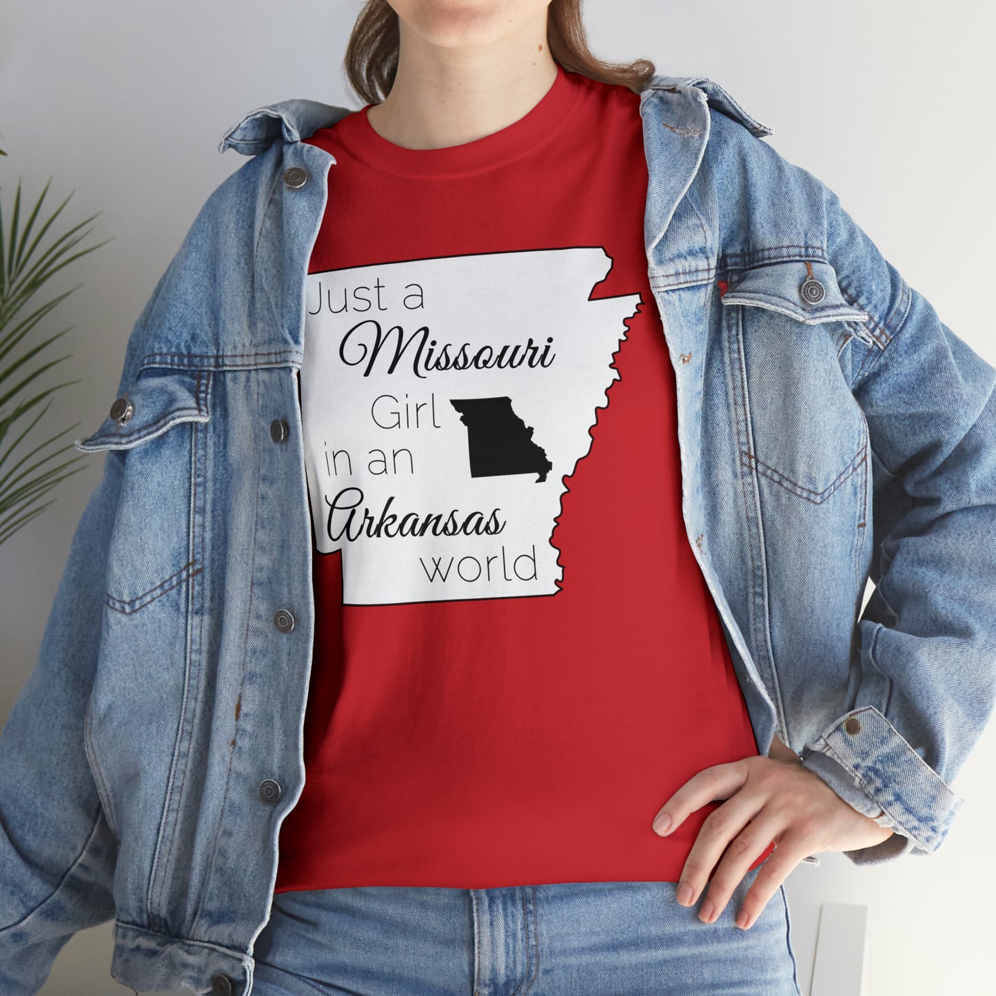Just a Missouri Girl in an Arkansas World Unisex Heavy Cotton Tee