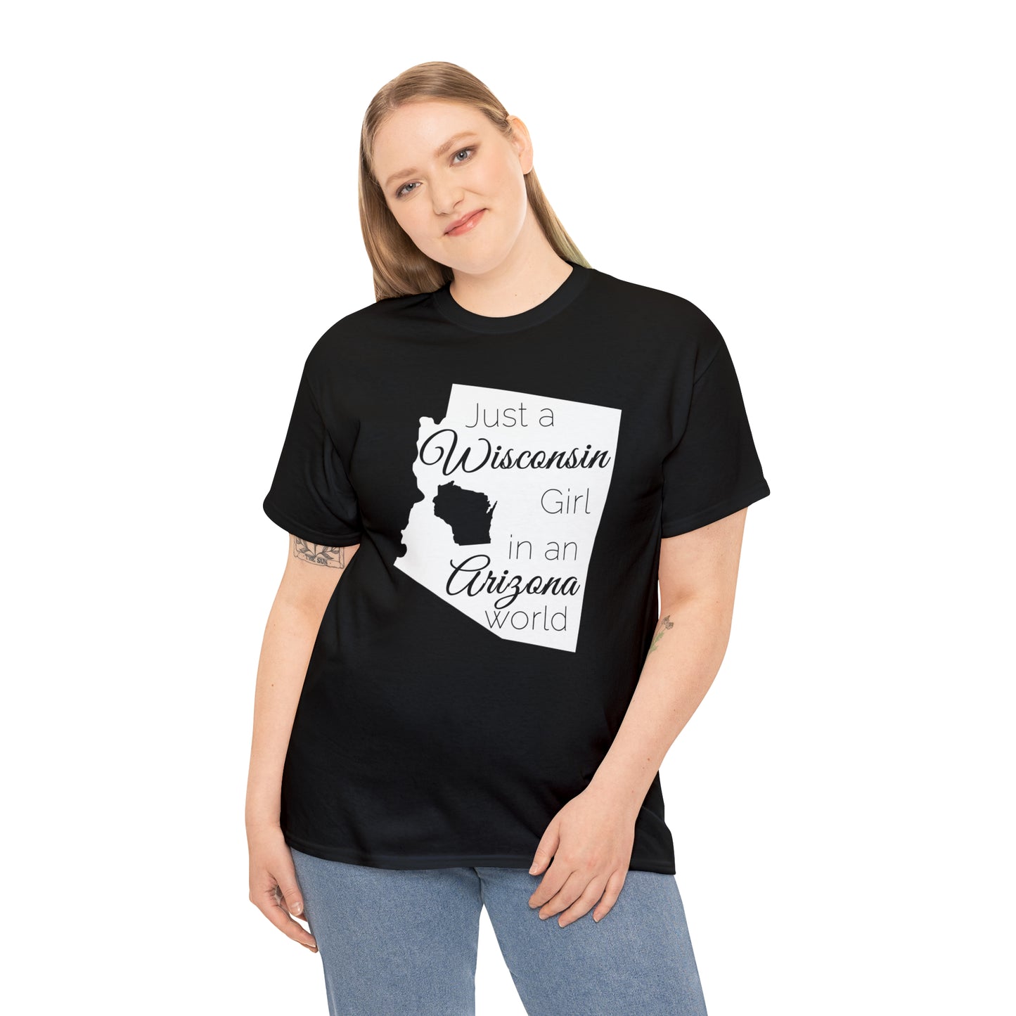 Just a Wisconsin Girl in an Arizona World Unisex Heavy Cotton Tee