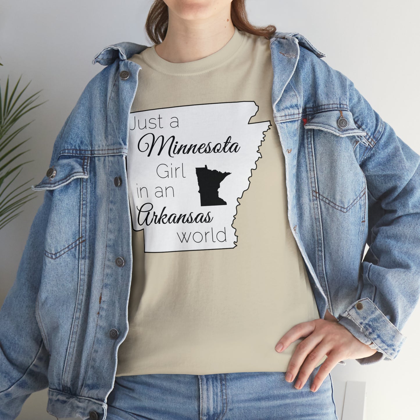 Just a Minnesota Girl in an Arkansas World Unisex Heavy Cotton Tee