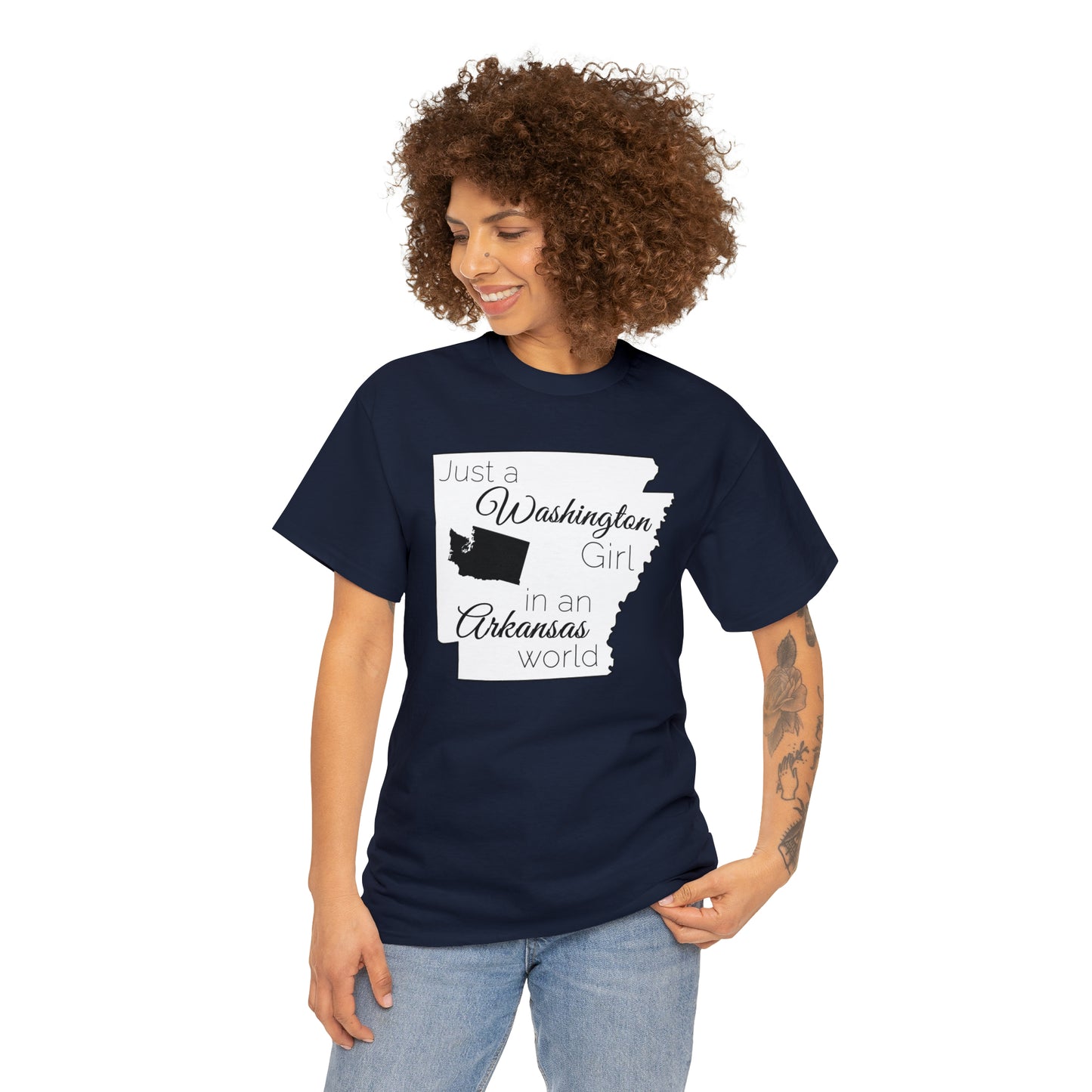 Just a Washington Girl in an Arkansas World Unisex Heavy Cotton Tee