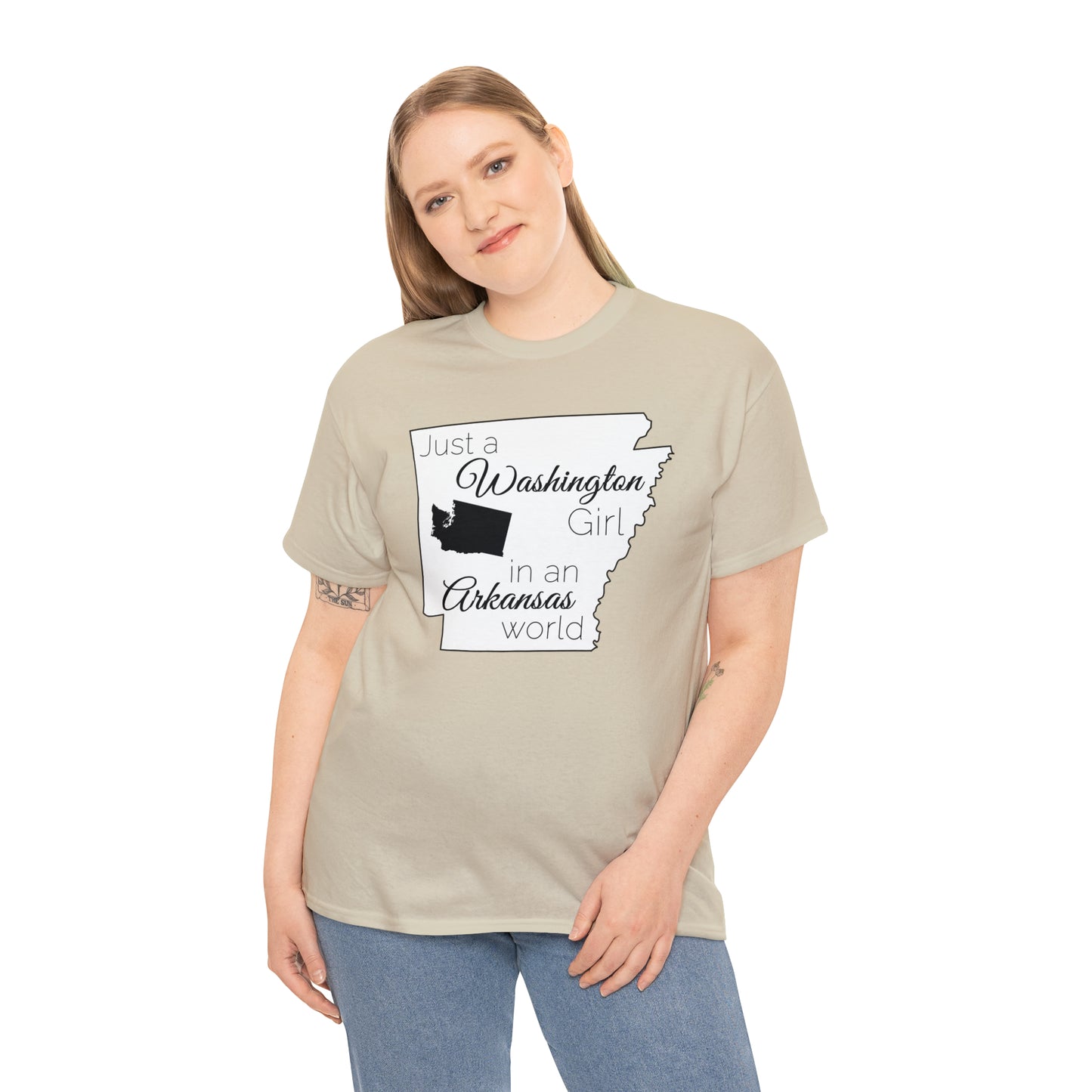 Just a Washington Girl in an Arkansas World Unisex Heavy Cotton Tee