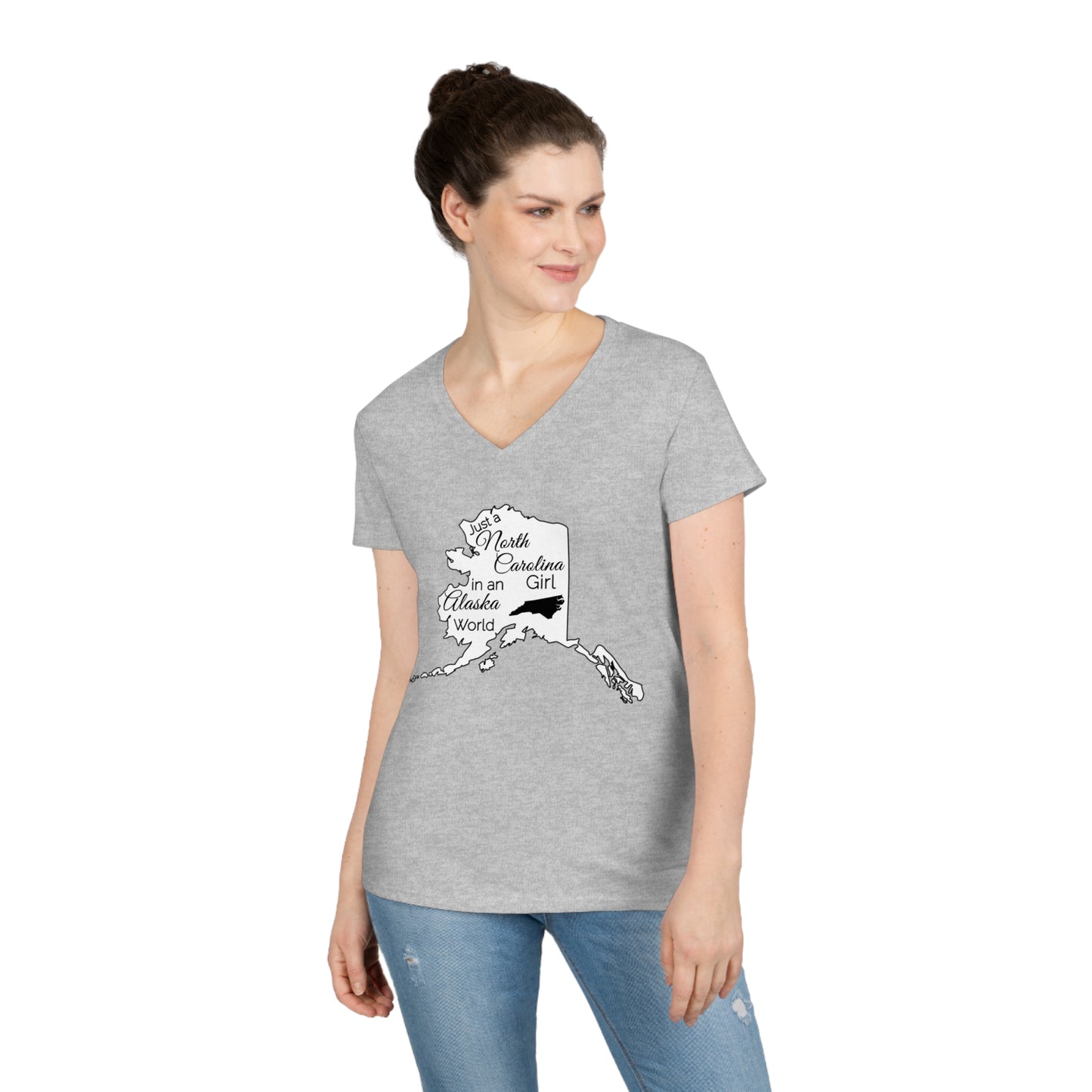 Just a North Carolina Girl in an Alaska World Ladies' V-Neck T-Shirt
