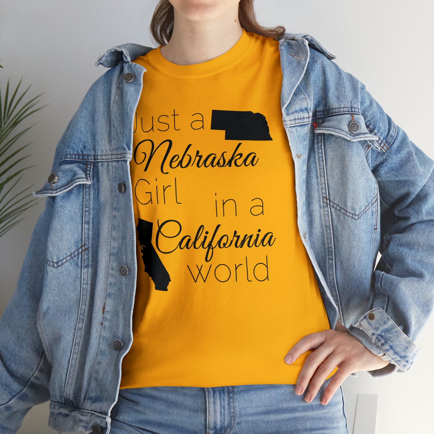 Just a Nebraska Girl in a California World Unisex Heavy Cotton Tee