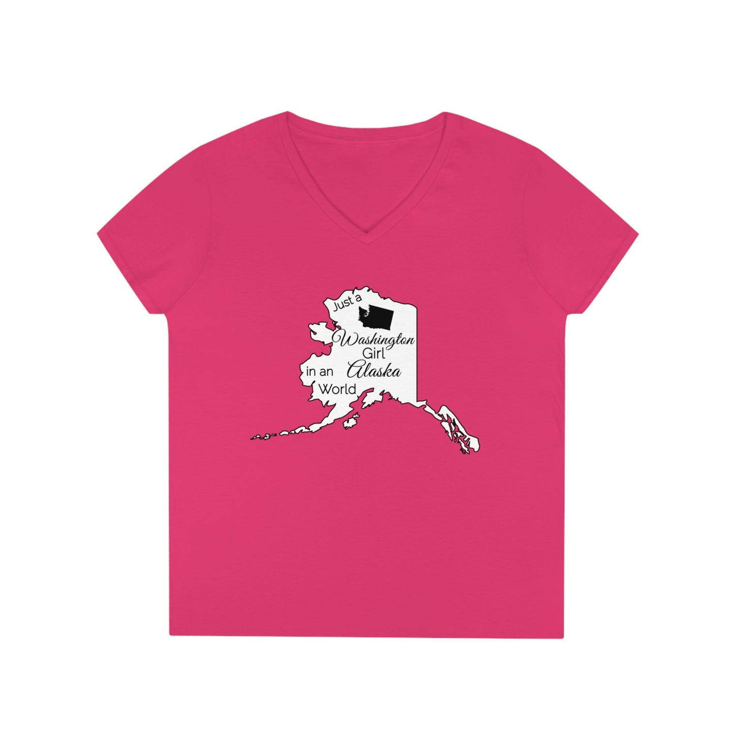 Just a Washington Girl in an Alaska World Ladies' V-Neck T-Shirt