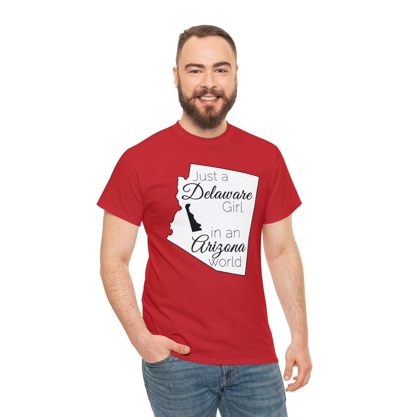 Just a Delaware Girl in an Arizona World Unisex Heavy Cotton Tee
