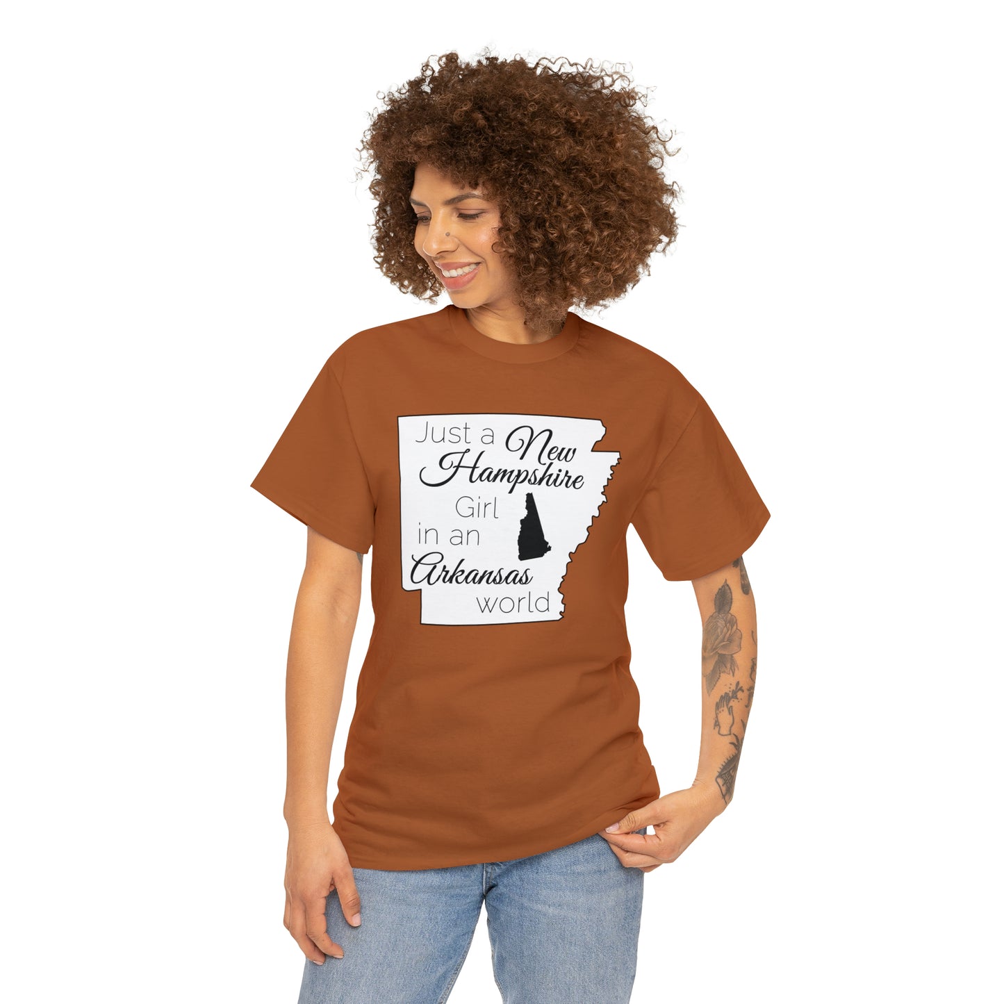 Just a New Hampshire Girl in an Arkansas World Unisex Heavy Cotton Tee