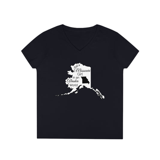 Just a New Mexico Girl in an Alaska World Ladies' V-Neck T-Shirt