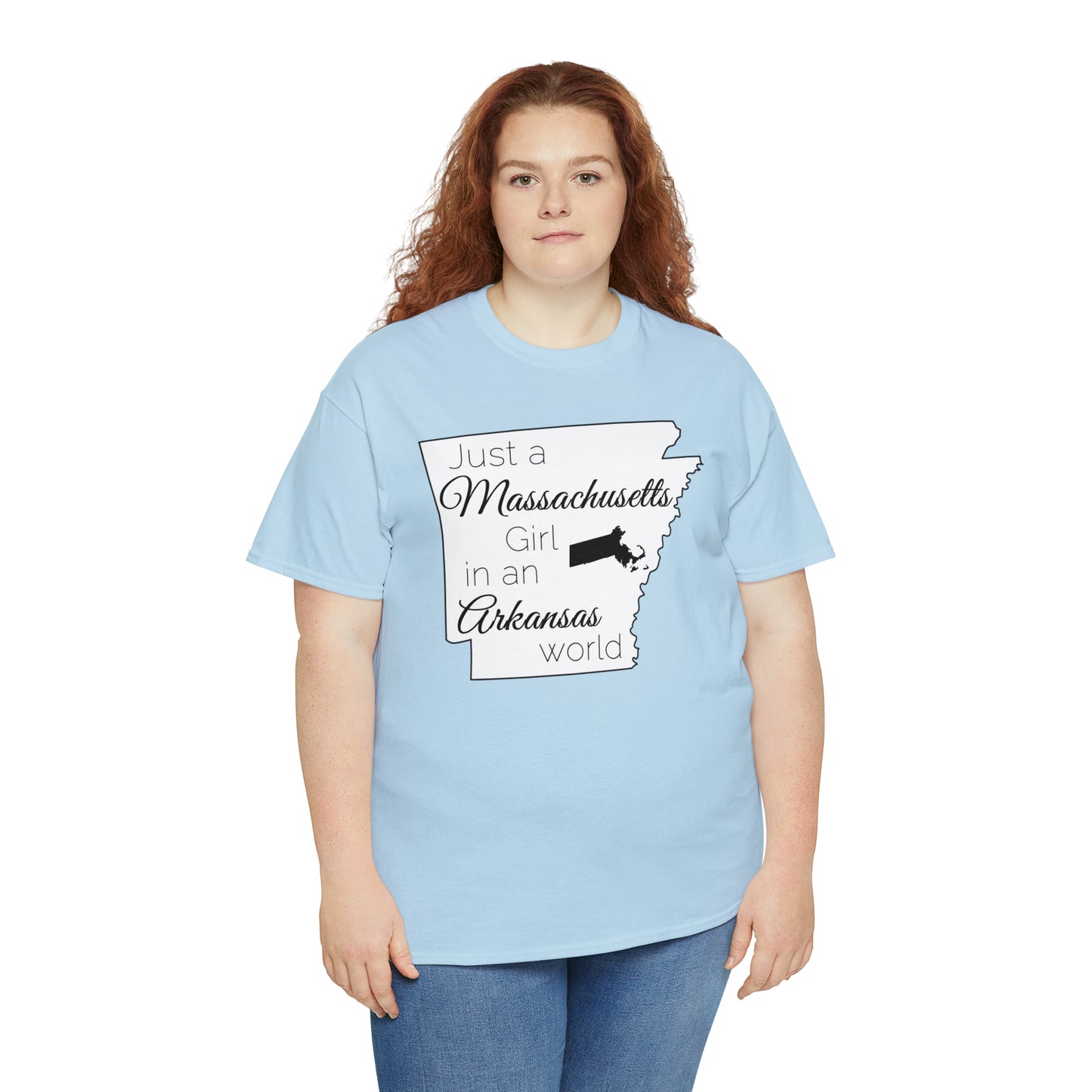 Just a Massachusetts Girl in an Arkansas World Unisex Heavy Cotton Tee