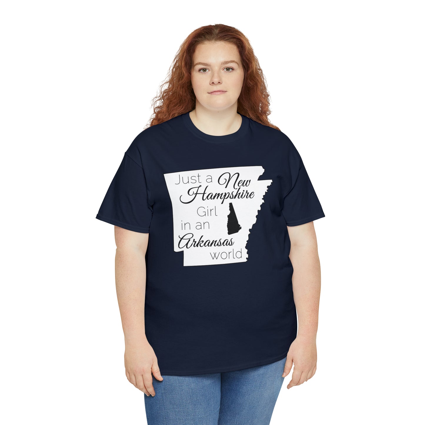 Just a New Hampshire Girl in an Arkansas World Unisex Heavy Cotton Tee