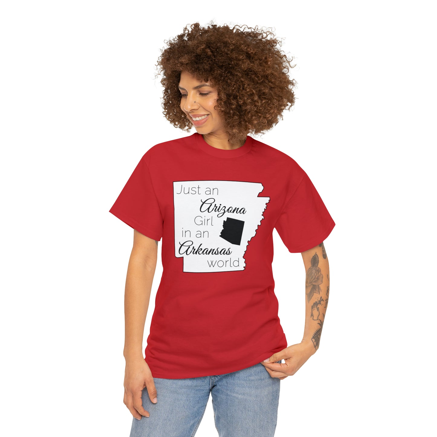 Just an Arizona Girl in an Arkansas World Unisex Heavy Cotton Tee