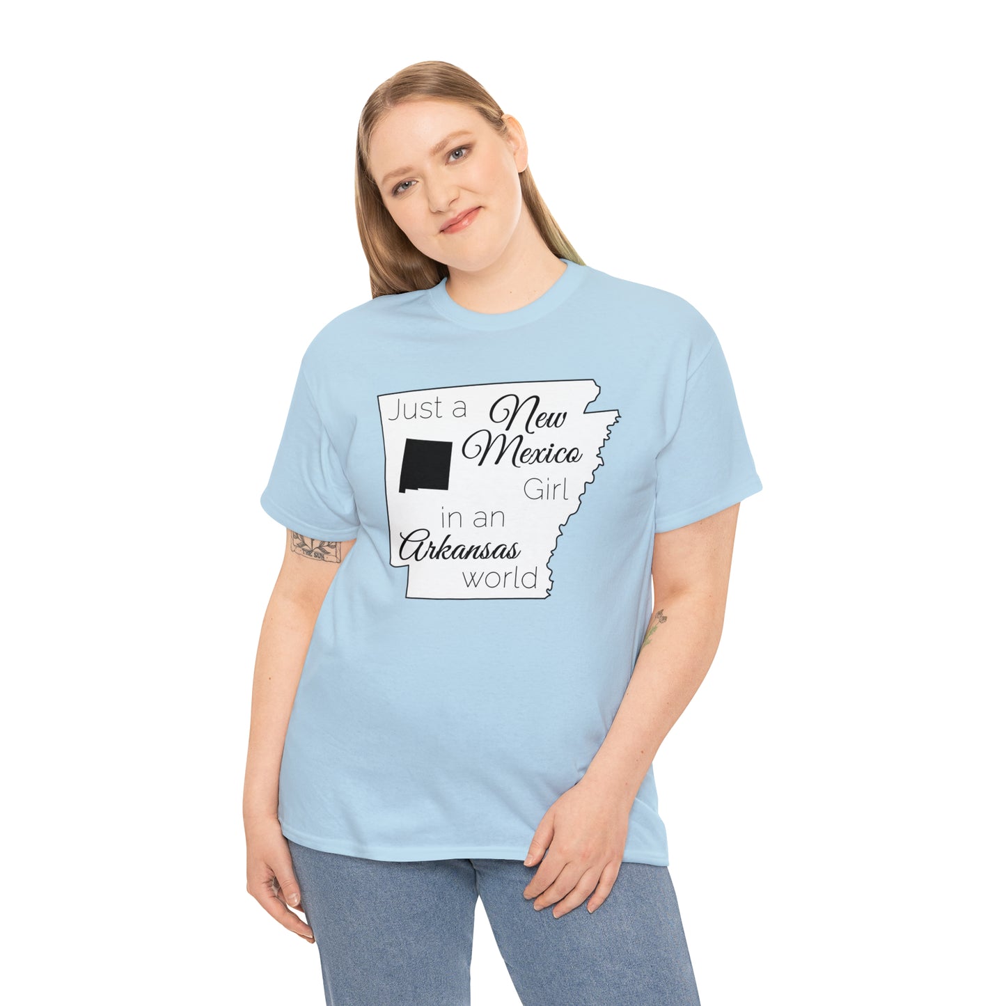 Just a New Mexico Girl in an Arkansas World Unisex Heavy Cotton Tee