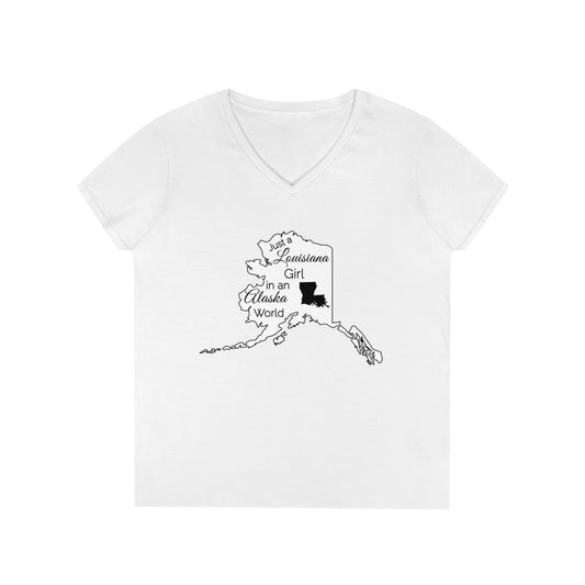 Just a Louisiana Girl in an Alaska World Ladies' V-Neck T-Shirt